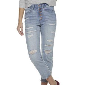SO High Rise Distressed Denim Cropped Pants